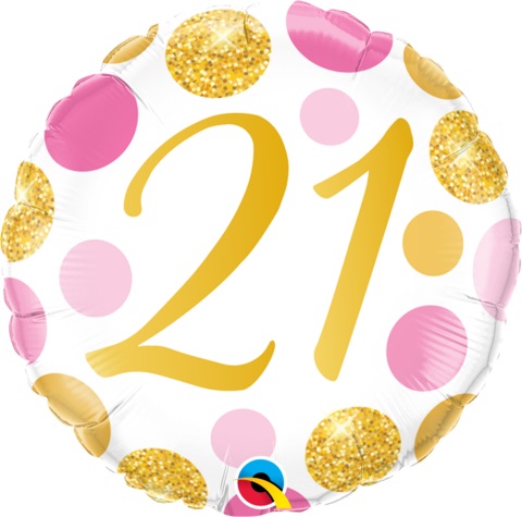 (image for) 21st Pink + Gold Dots Foil