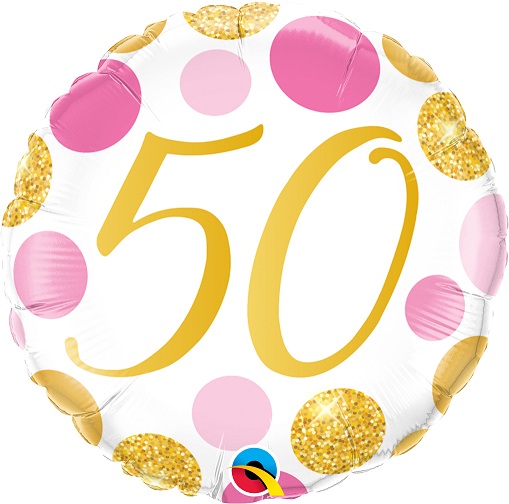 (image for) 50th Pink + Gold Dots Foil