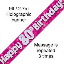 (image for) Pink 80th Birthday Foil Banner (2.7m) - Click Image to Close