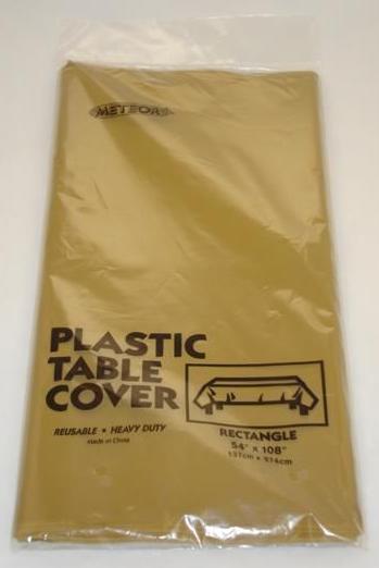 (image for) Gold Plastic Table Cover ~ Rectangle