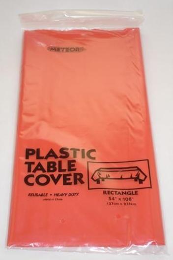 (image for) Red Plastic Table Cover ~ Rectangle - Click Image to Close