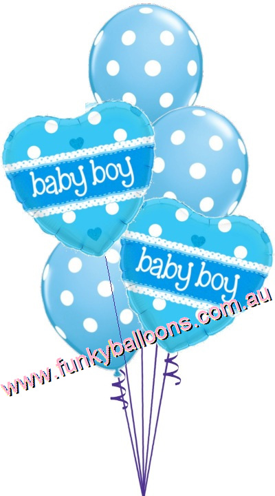 (image for) Baby Boy Hearts + Dots Bouquet - Click Image to Close