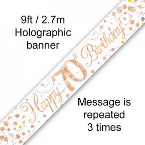 (image for) Fizz Rose Gold 70th Birthday Foil Banner (2.7m) - Click Image to Close