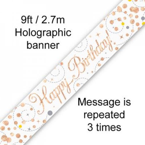 (image for) Fizz Rose Gold Happy Birthday Foil Banner (2.7m) - Click Image to Close
