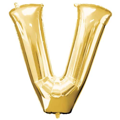 (image for) Gold Letter V Foil Balloon (41cm)