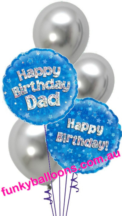 (image for) Happy Birthday Dad Blue + Silver Bouquet