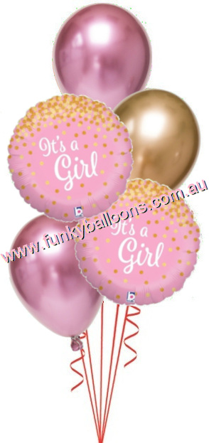 (image for) It's a Girl Gold Dots and Chromes Bouquet - Click Image to Close