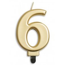 (image for) Jumbo Number 6 Candle Gold - Click Image to Close
