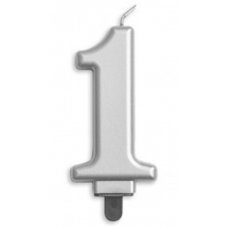 (image for) Jumbo Number 1 Candle Silver - Click Image to Close