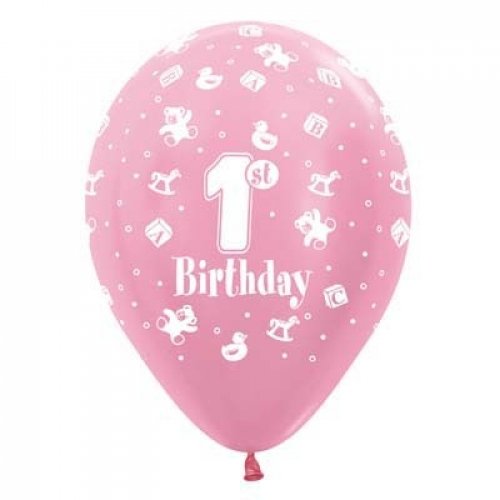 (image for) 1st Birthday Girl Latex Balloon (Float Time 3+ Days)