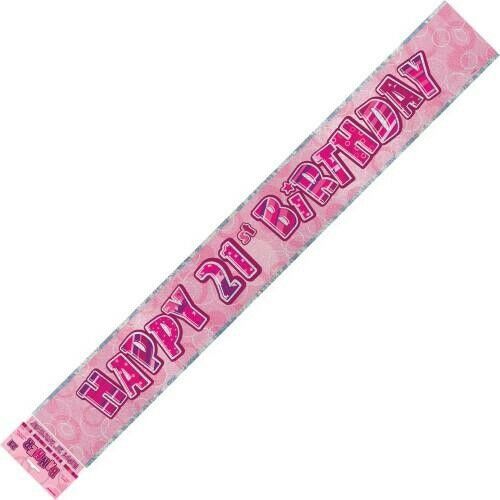 (image for) Happy 21st Birthday Pink Foil Banner (3.6m)