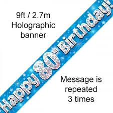 (image for) Blue 80th Birthday Foil Banner (2.7m)