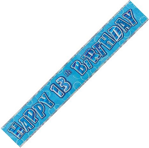 (image for) Happy 13th Birthday Blue Foil Banner (3.6m)