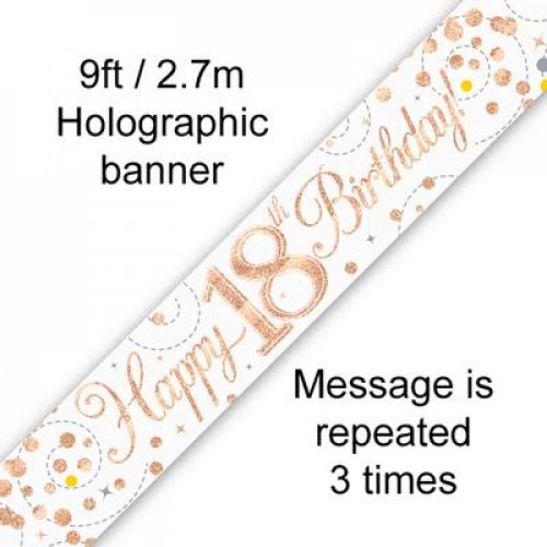 (image for) Fizz Rose Gold 18th Birthday Foil Banner (2.7m)