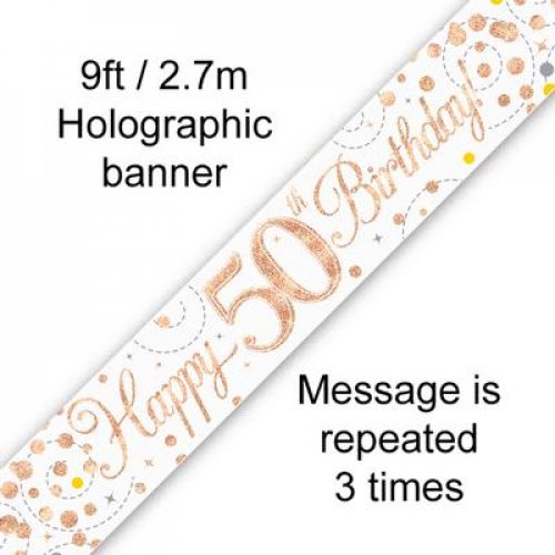 (image for) Fizz Rose Gold 50th Birthday Foil Banner (2.7m)