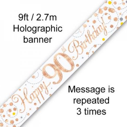 (image for) Fizz Rose Gold 90th Birthday Foil Banner (2.7m)