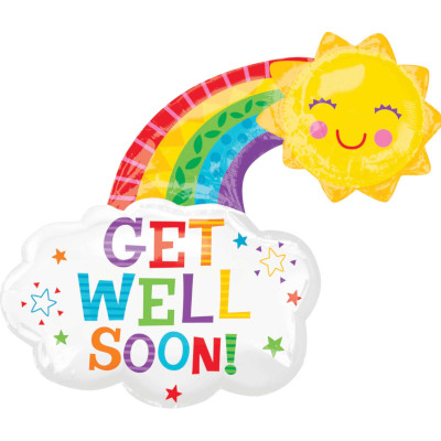 (image for) Get Well Soon Happy Rainbow Supershape Foil