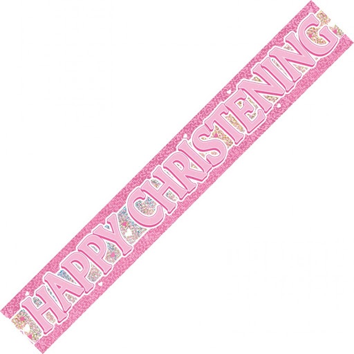 (image for) Happy Christening Pink Foil Banner (3.65m)