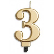 (image for) Jumbo Number 3 Candle Gold