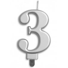 (image for) Jumbo Number 3 Candle Silver