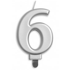 (image for) Jumbo Number 6 Candle Silver