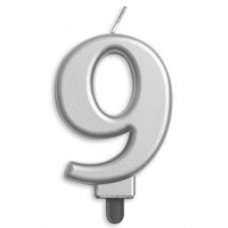 (image for) Jumbo Number 9 Candle Silver