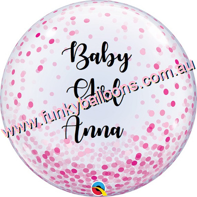 (image for) Personalised Bubble Balloon - Pink Dots Pattern