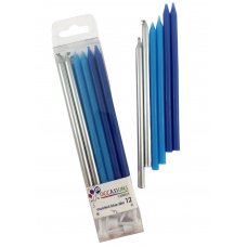 (image for) Slim Candles - Blues + Whites (12) + Holders