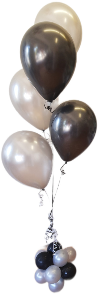 5 Balloon Floor Bunch w/ Topiary Weight (Float Time 3+ Days) - Click Image to Close